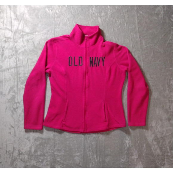 Vintage Y2K Old Navy Sweatshirt Womens Large Pink Full Zip Hoodie Barbiecore - Picture 1 of 11